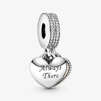 

Always There Heart Dangle Charm Fits Pandora Bracelet 925 Sterling Silver Metal Beads for Jewelry Making berloques