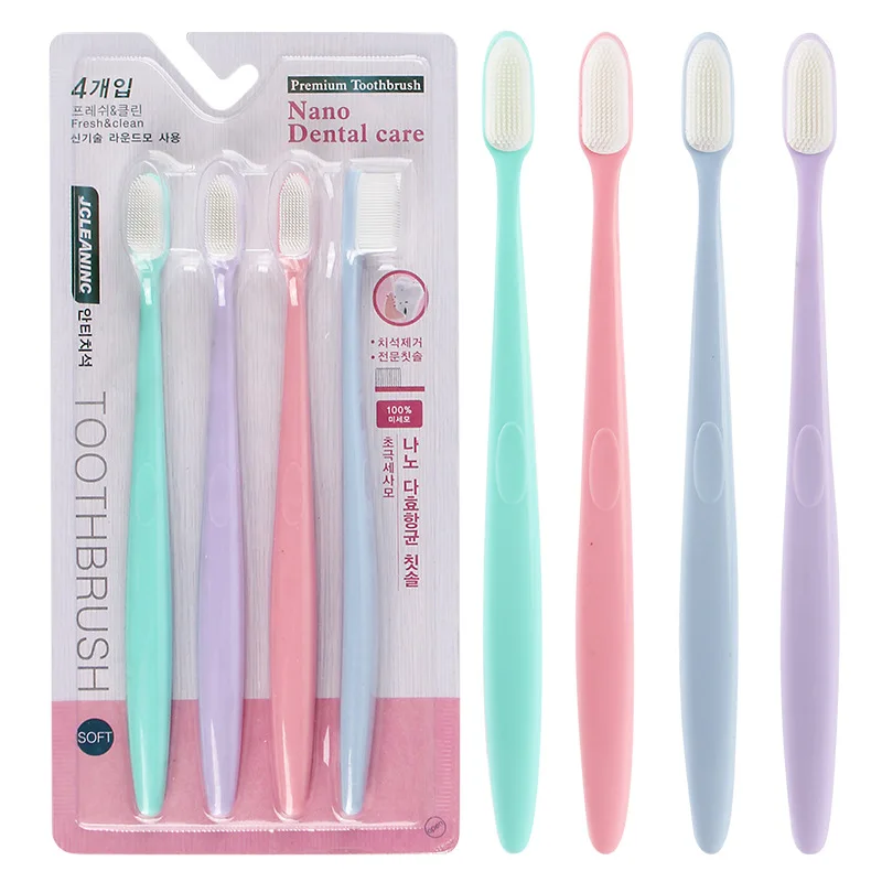 

Si Cheng Yield South Korea Nanometer Adult Soft Bristle Toothbrush Plain Color Handle 4 Mounted Family Set the Department Store