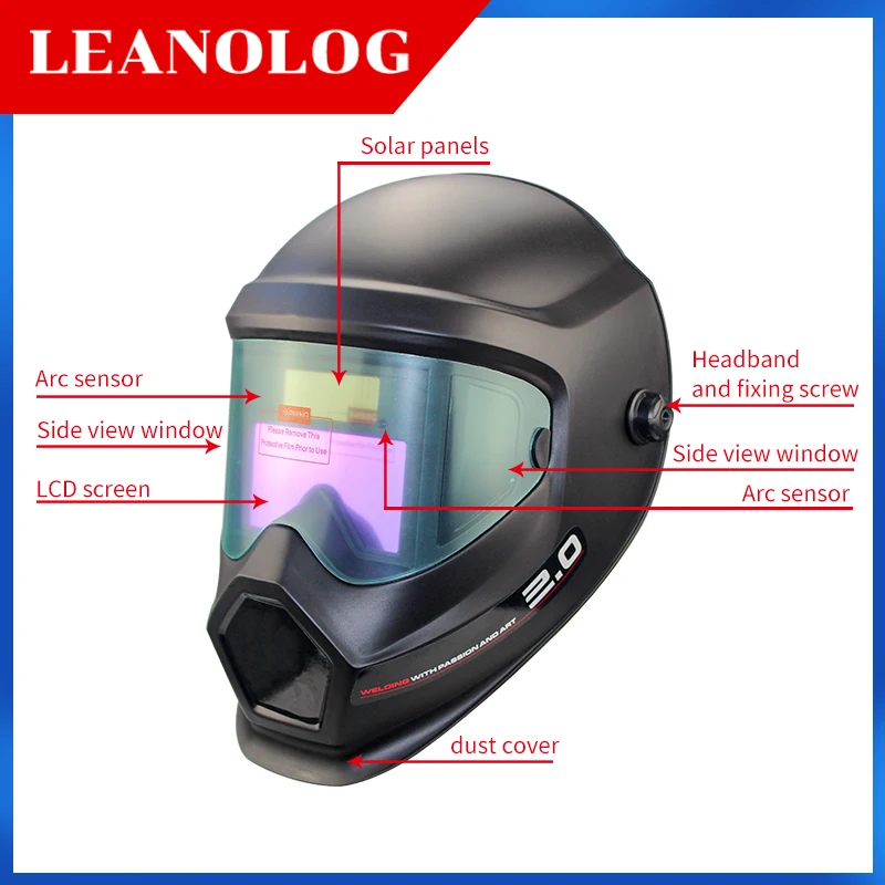 2022 New Big View 360° with Side Window DIN9-DIN13 Welder Mask True color Welding Helmet