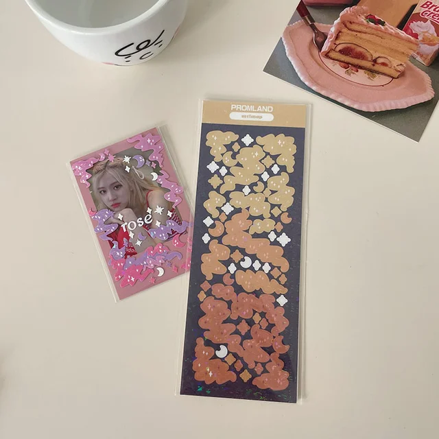 1Pc Gradient Ribbon Star Decoration Laser Stickers Scrapbooking Hand Account Kawaii Stationery Korean Sticker School Suppliesr 1Pc Laser stickers F