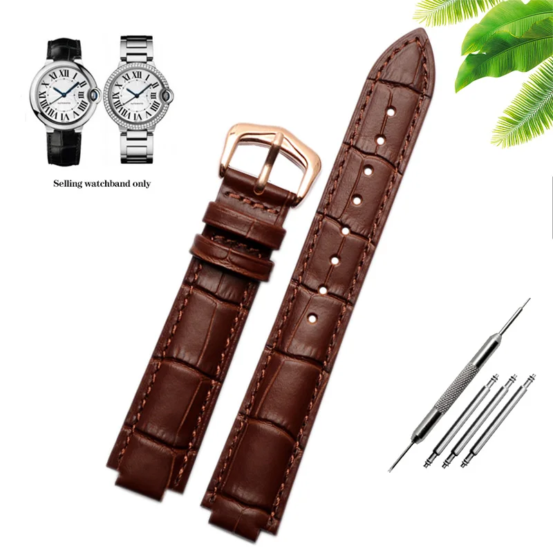 thumbnail image 1 of Correa de reloj de cuero genuino para Cartier Blue Balloon para hombres y mujeres, correa de reloj CONVEX con pasador o hebilla de mariposa, negra y roja, 16, 18, 20 y 22 mm, 1 of 5