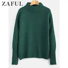 ZAFUL теплый меланжевый пуловер с спущенными плечами свитер с круглым вырезом и длинным рукавом из хлопка базовый Однотонный свитер Осенние Пуловеры