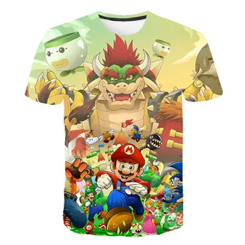 

3D Mario boys Clothes Funny T-shirts kids summer Children's wear Clothing Anime Tshirts girls Clothes Tees tops