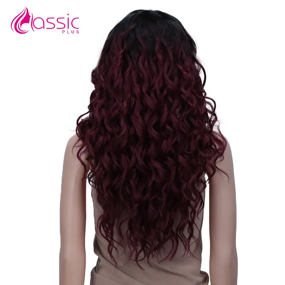 Classic Plus 13*4 Synthetic Lace Front Wig 24Inch Long Wavy Ombre Blonde Curly Synthetic Wigs For Women Heat Resistant Fiber Wig