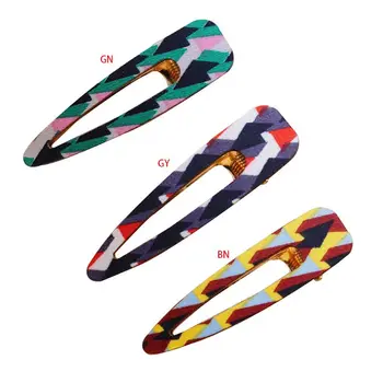 

Korean Vintage Wooden Surface Hair Clip Contrast Colored Geometric Patterns Duckbill Hairgrip Women Side Bangs Hair Accessories