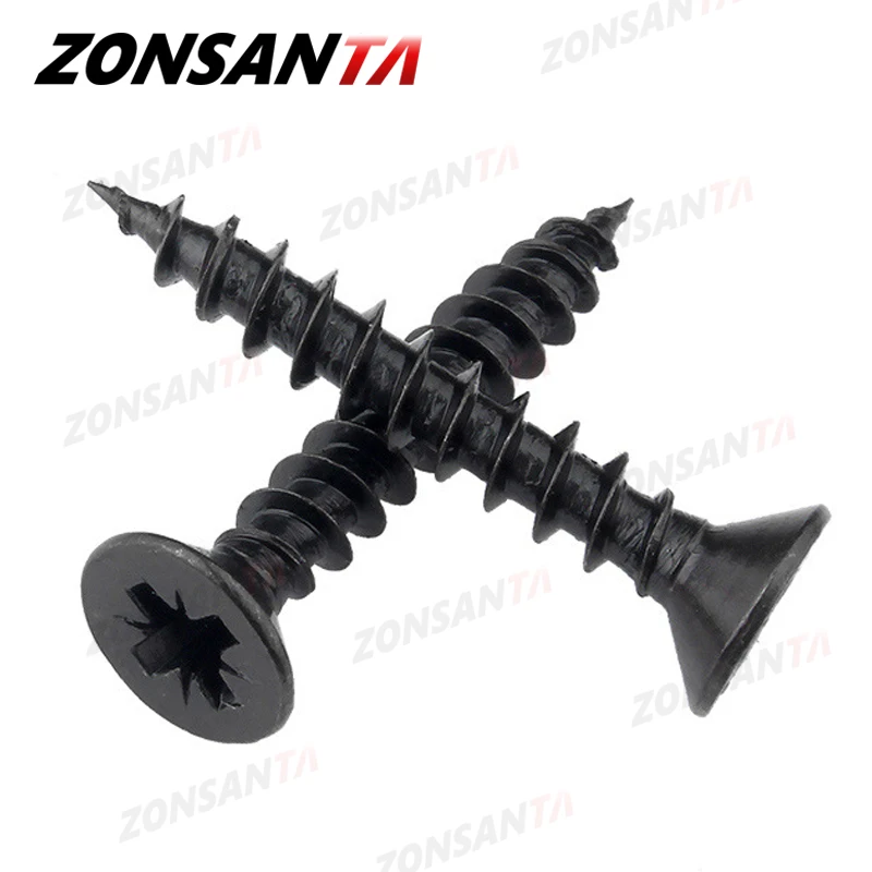 ZONSANTA 50 шт. M1.4 M1.7 M2 M2.3 M2.6 M3 M4 утопленные черные крестообразные винты из