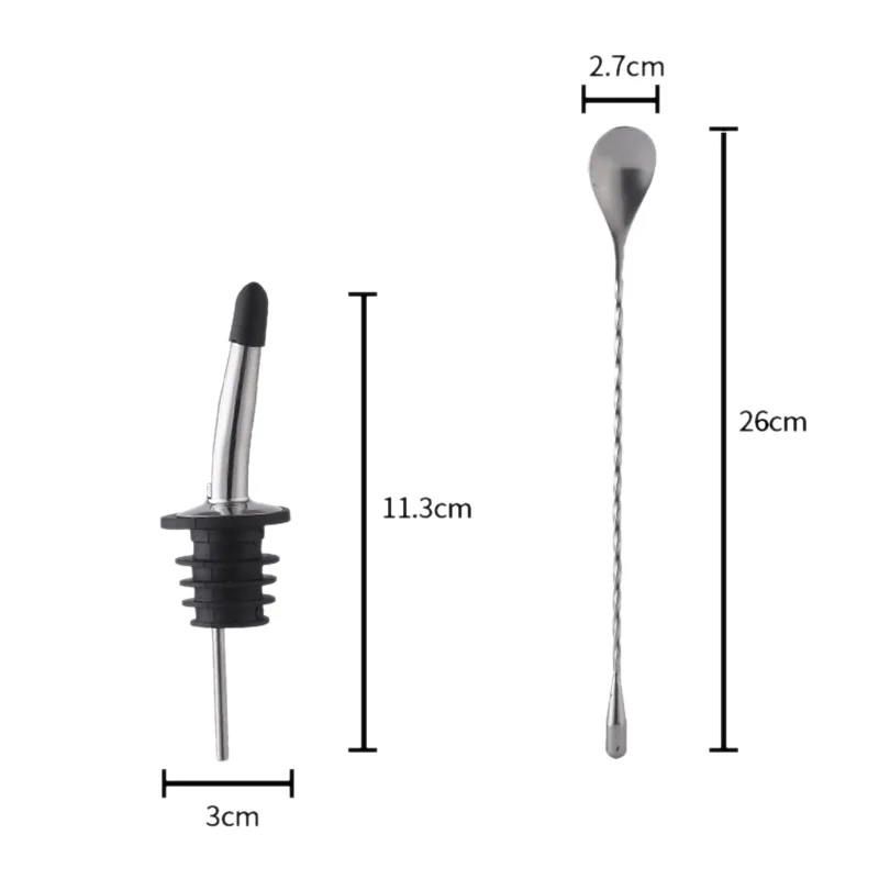 

800Ml Stainless Cocktail Shaker Mixer Drink Bartender Tools Set with Wooden Rack
