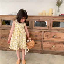 Г. Платье принцессы с цветочным рисунком в Корейском стиле для девочек весенне-летние модные хлопковые платья для маленьких девочек детская одежда от 1 до 7 лет