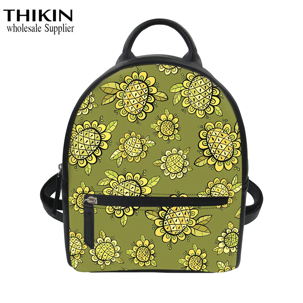 Тикин мультфильм Подсолнух PU Backapcks девушки Kawaii школьный рюкзак Детская сумка маленький кожаный рюкзак для женщин рюкзак через плечо - Цвет: as picture
