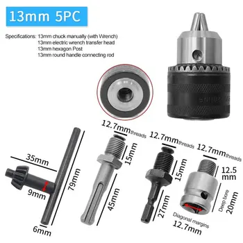 

Drill Bit Chuck Set, Electric Hammer Accessories, Impact Drill Electric Wrench Conversion Hand Drill Square Round Handle Silver