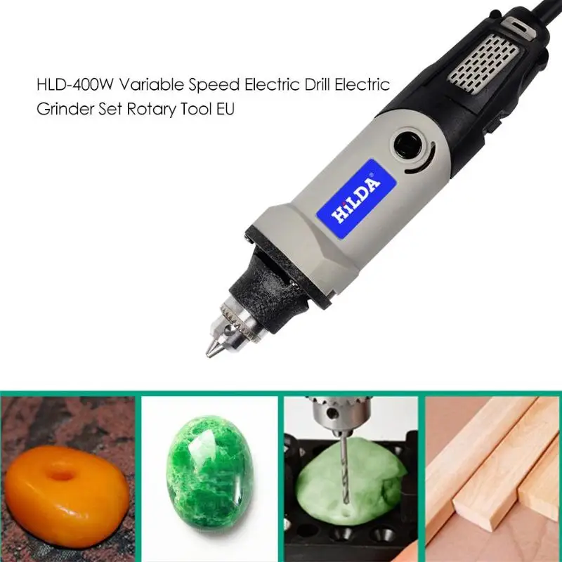 

HLD-400W Variable Speed Polishing Drill Good Heat Dissipation Electric Grinder Set Rotary Tool EU Plug for Electrine Working
