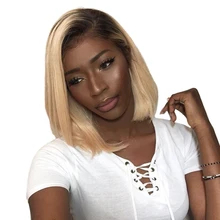 613 парики из натуральных волос на кружеве T1B 613 бразильские Прямые медовые светлые короткие парики омбер боб парик на кружеве Dolago Реми