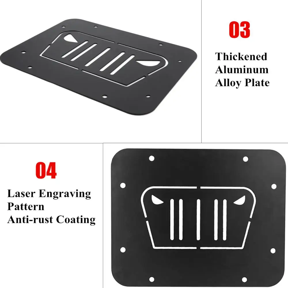 For Jeep Wrangler JK 2007-2/4-Door Spare Tire Carrier Delete Filler Plate Cover Tailgate Plug Rubber Car Accessories Black car tailgate bracket replacement