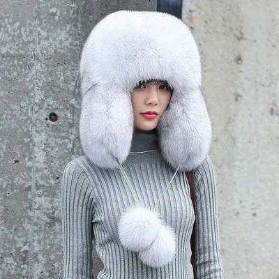 blue fox Г., одноцветная шапка из лисьего меха, женская шапка для отдыха, Мужская шерстяная шапка принца, утолщенная теплая зимняя меховая шапка унисекс, зимняя меховая шапка - Color: blue fox
