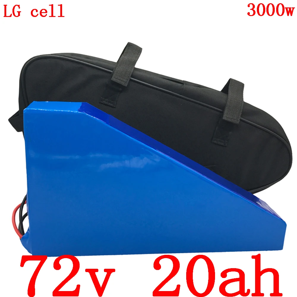 Cheap Free customs tax 72V 20AH Triangle Lithium battery 72V 2000W 3000W use LG cell 72V 20AH electric bike battery pack +5A charger 0