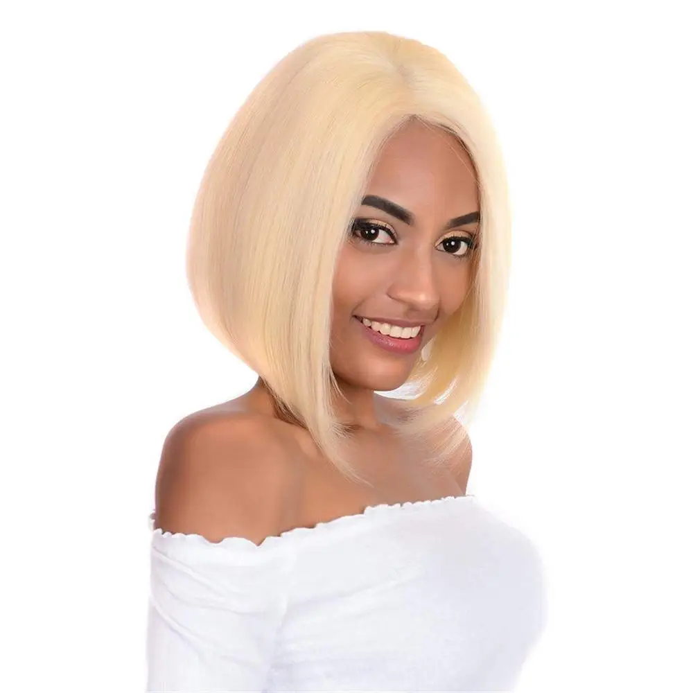 Ash Blonde Silk Base Human Hair Bob Wig 5*5 Silk Top Lace Front Wig Short Straight Remy Hair Lace Closure Wig Bob for Women #613