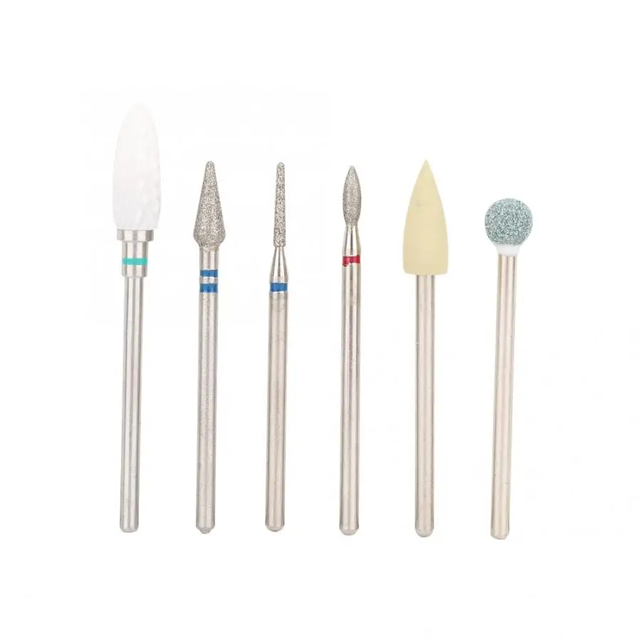 6pcs Nail Drill Bits Set with Case Stainless Steel Nail Bit Manicure Pedicure Polishing Machine Accessory for Nail Drill - Цвет: 3