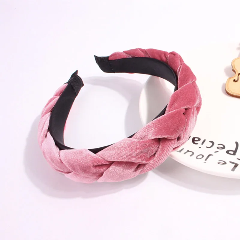 

women Vintage Wide Braided Velvet Hair Hoop Headband Turban Headband Hairband Women Autumn Winter Knotted Wide Hair Accessories