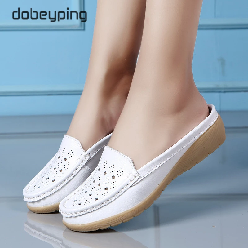 Woman Shoes Moccasin Womens Loafers Dobeyping Genuine-Leather Hollow Summer Soft Cut-Outs