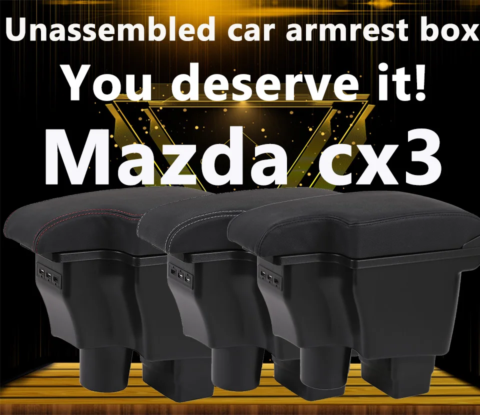 Для Mazda CX-3 подлокотник коробка Mazda 2 Универсальная автомобильная центральная консоль caja Модификация аксессуары двойной приподнятый с USB