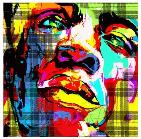 

Francoise Nielly canvas Palette knife hand painted portrait Face oil painting colourful acrylic wall Art home decor living room