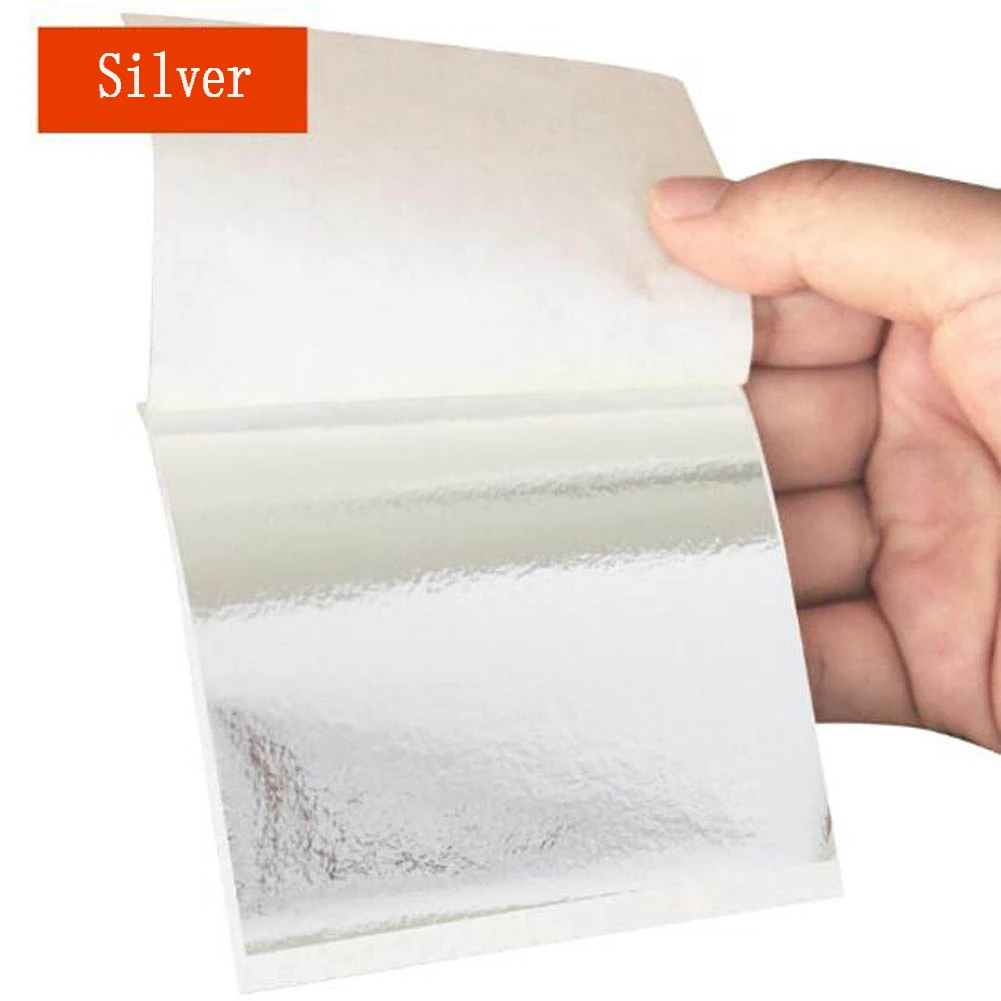 Silver 50X золото/серебро/медная фольга двусторонняя бумага украшения золочение DIY ремесла - Цвет: Silver
