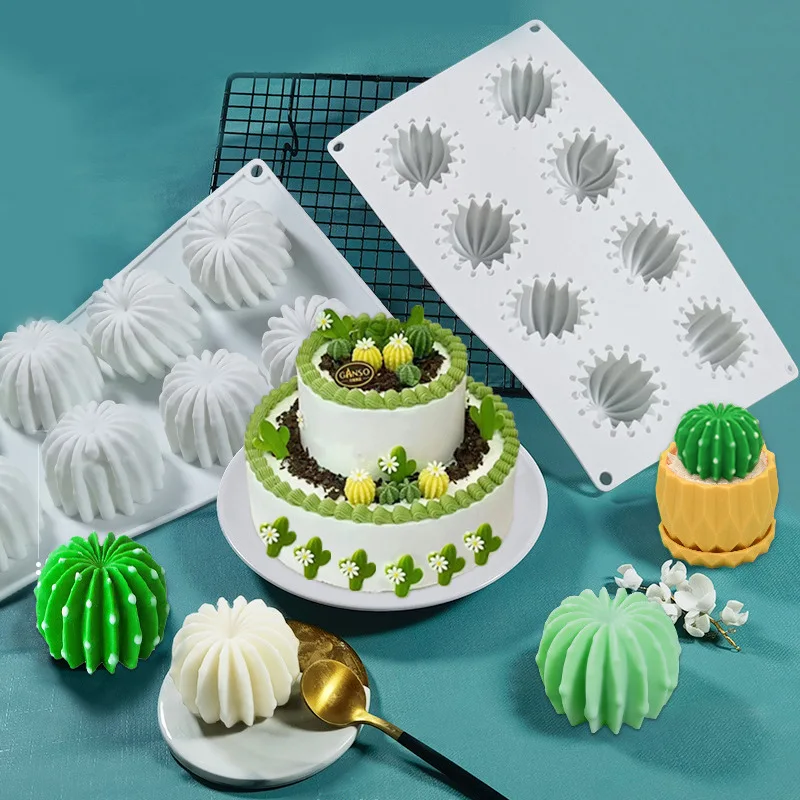 

8 Holes 3D Cactus Shape Silicone Cake Mold Mousse Dessert Mould Fruit Ice Cream Chocolate Pastry Molds Bakeware Tool