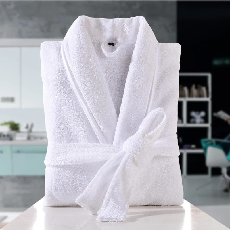 Men and Women's Terry Long Thick Bathrobe, Lovers Robe, Casual Sleepwear, Home Robe, Summer, 100% Cotton