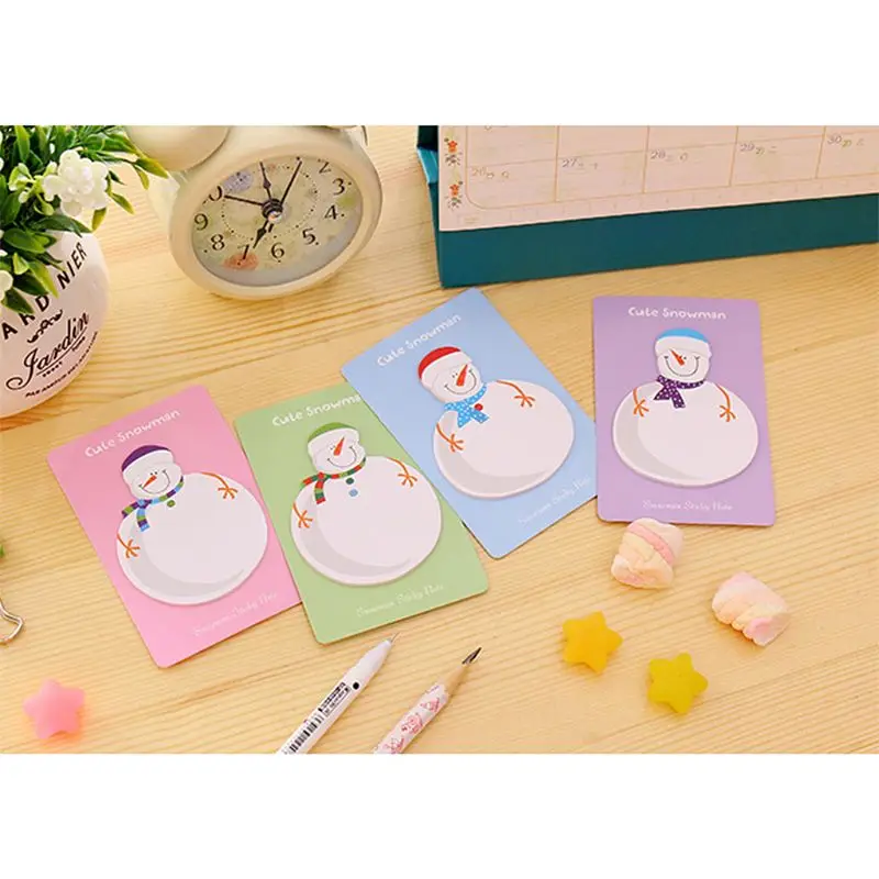 

4PC Cute Snowman Christmas Gift Planner Sticker Sticky Notes Memo Pad Stationery
