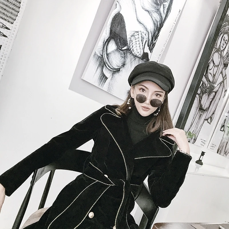 [TVVOVVIN] осень и зима новые продукты мода Ретро Длинный секционный тонкий толстый теплый шерстяной Бархатный жакет женский B141