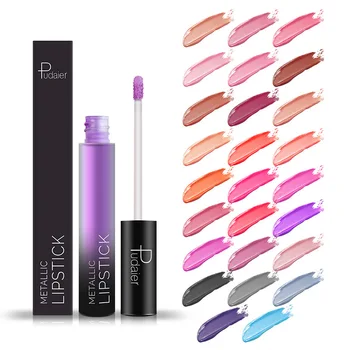 

Pudaier Waterproof Lip Gloss Metallic Matte Liquid Lipstick Long Lasting 26 Colors