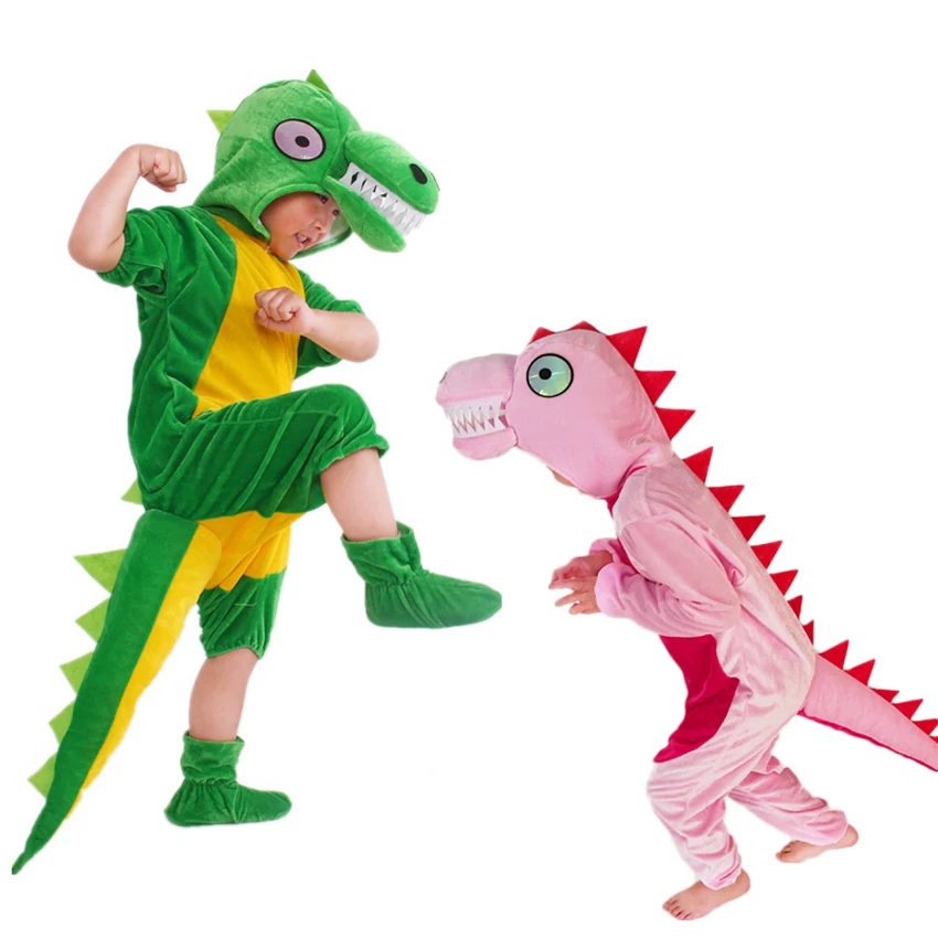 Baby Dinosaur Kigurumis Green Animal Cartoon Cosplay Costume Infant Bodysuit Boy Girl Kids Pink Flannel Comfortable Fancy Stage cosplay costume