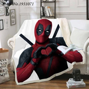 

NEW Deadpool 3D Printed Fleece Blanket for Beds Thick Quilt Fashion Bedspread Sherpa Throw Blanket Adults Kids 10