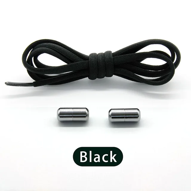 Elastic No Tie Shoelaces Semicircle Shoe Laces For Kids and Adult Shoelace for Sneakers Quick Lazy Metal Lock Laces Shoe Strings black