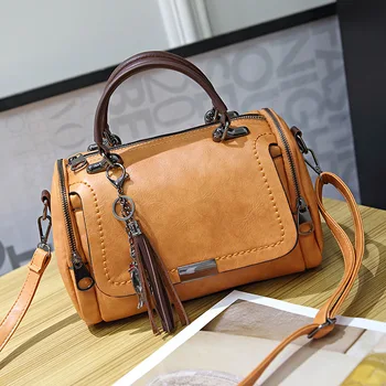 

2020 New Arrival Fashion Woman Bag For Ladies Retro PU Leather Bag Female Tassel Zipper Crossbody Bags