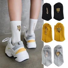 Хлопковые корейские женские носки с вышивкой на осень и зиму, новые японские леопардовые носки с леопардовым принтом для мужчин и женщин