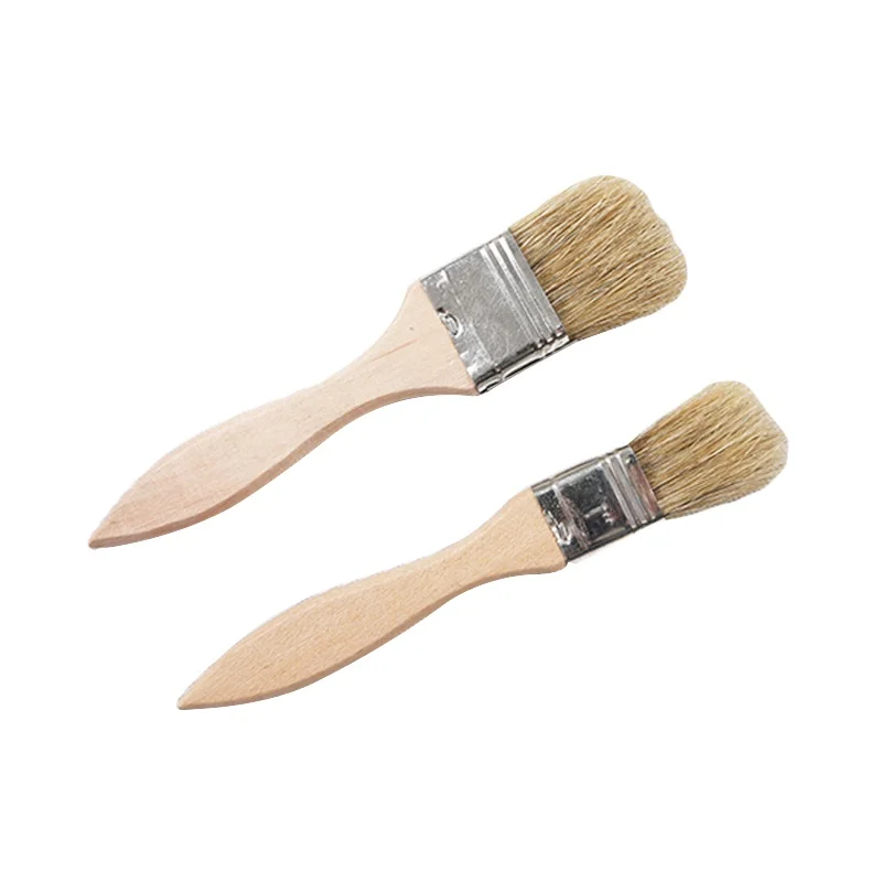 

2pcs/set BBQ Wood Handle Basting Oil Brush Barbecue Food Brush Cooking Accessories Bristle Brushes Kitchen Gadgets Outdoor New