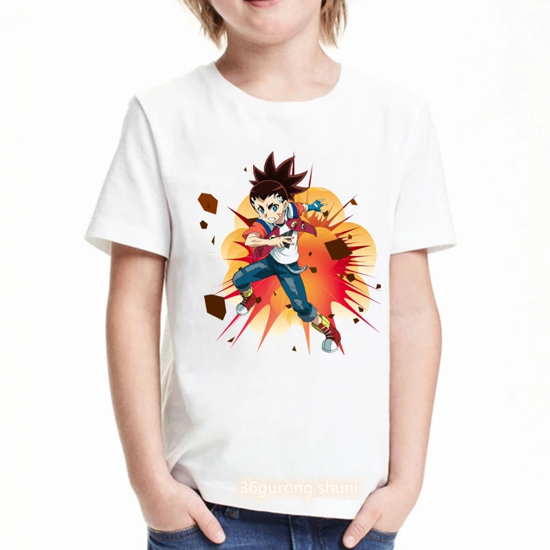 2021 hot sale boys t-shirt anime cartoon Beyblade Burst Evolution printed youth tshirt fun kids clothes summer white shirt tops roblox t shirt