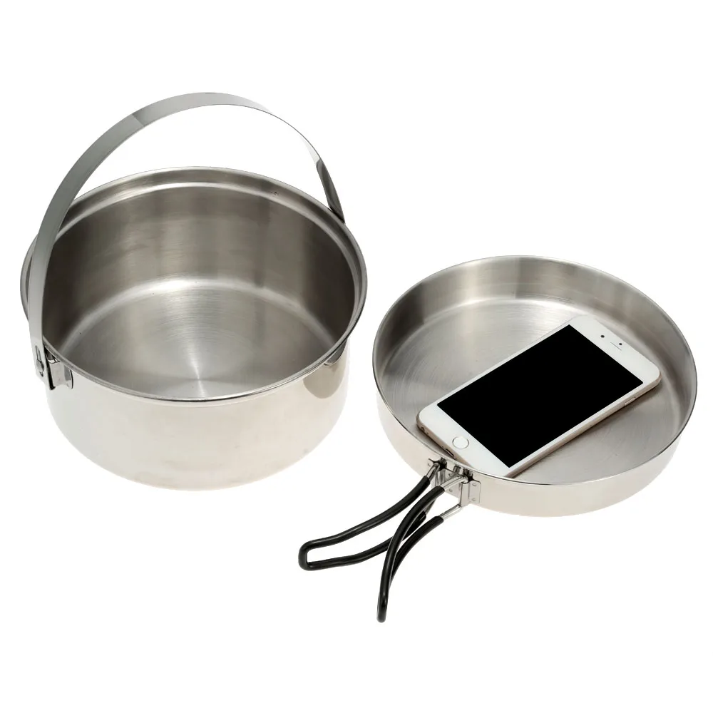 

Stainless Steel Cook Set High Quality Outdoor Camping Hiking Cookware Backpacking Cooking Picnic Pot Set