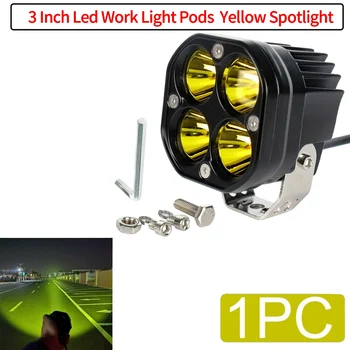 

3 Inch DRL Led Work Light Pods for 4X4WD Truck Off Road Auto Car Driving Yellow Spotlights