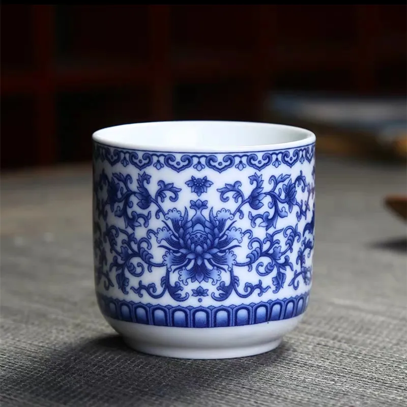 Голубая и белая фарфоровая чашка керамическая дегустационная чайная чашка для пива Бытовая Посуда для напитков