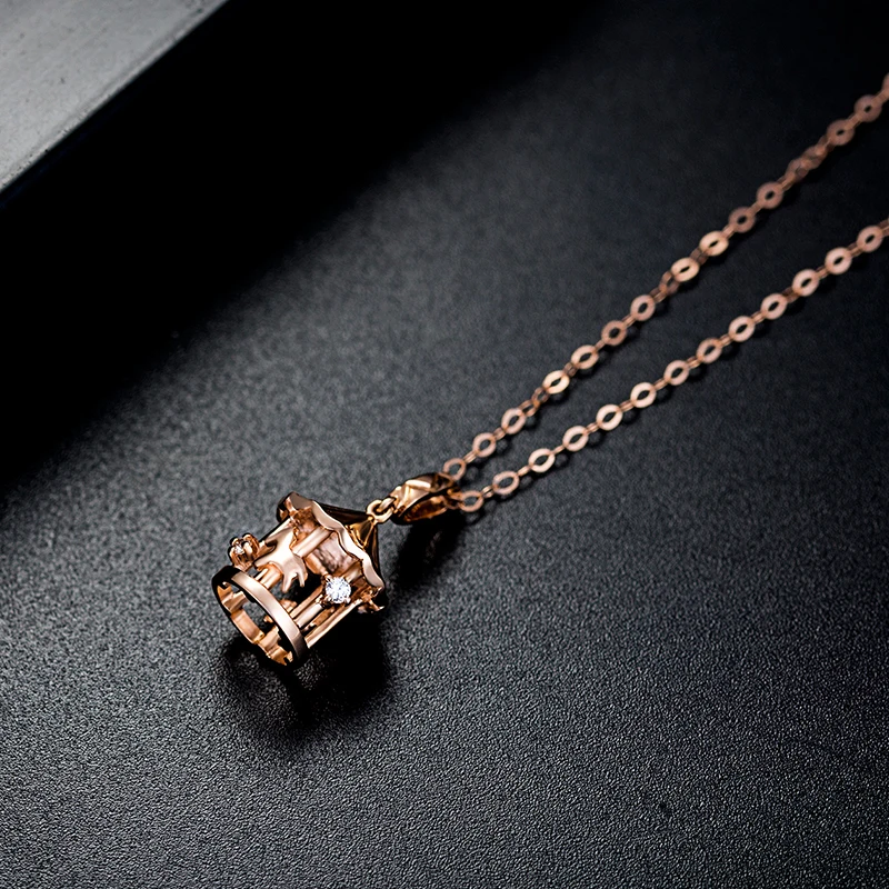 Aazuo Real 18K розовое золото Настоящее бриллиантовое микро проложенное merry-go-круглая подвеска-ожерелье подаренное для женщин обручальное Свадебная гирлянда цепь