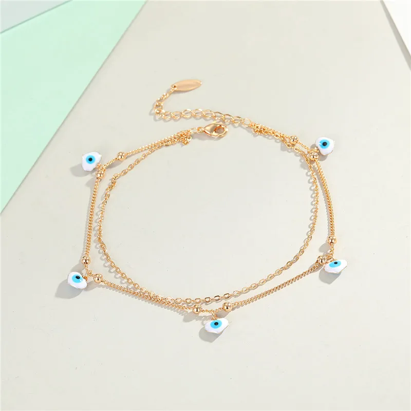 1PC Multilayer Turkey Evil Eye Heart Anklet Chain For Women Bohemian Vintage Foot Chain Leg Bracelet Summer Beach Jewelry FB40-7 1PC Multilayer Turkey Evil Eye Heart Anklet Chain For Women Bohemian Vintage Foot Chain Leg Bracelet Summer Beach Jewelry FB40-7