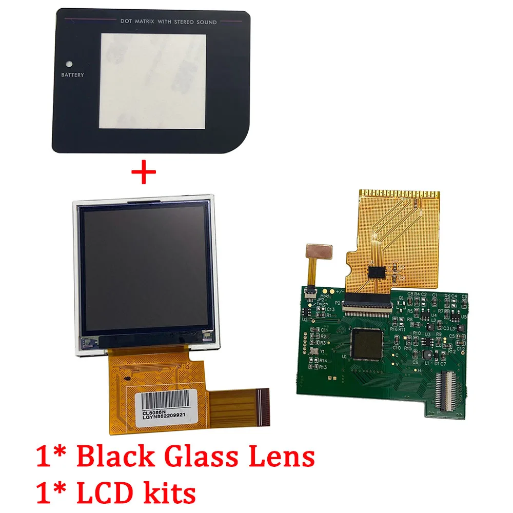 ЖК-экран с комплектом для kingd GB Подсветка ЖК-экран высокая яркость ЖК-замена для GB DMG GBO аксессуары для консоли - Цвет: Black Lens with LCD