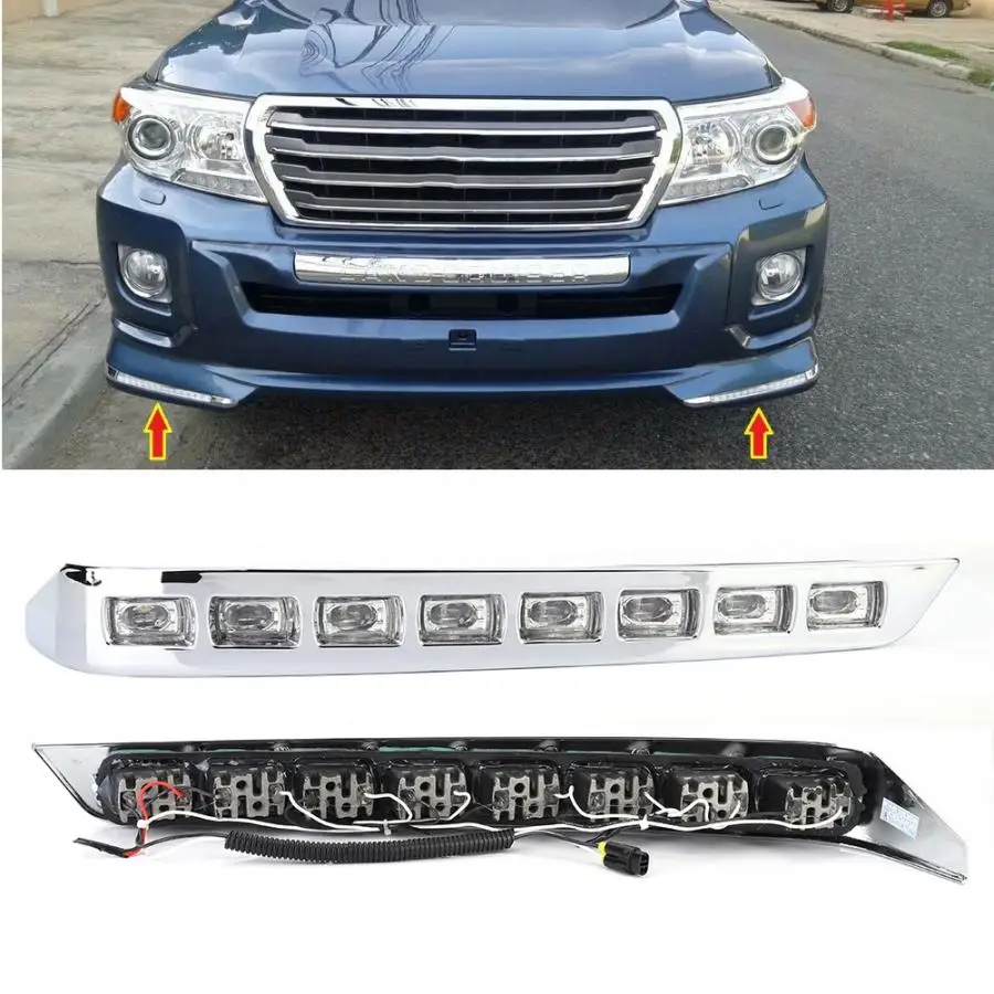 Для Toyota Land Cruiser LC200 2012 2013 1 пара 12 В Автомобильный светодиодный дневные ходовые огни DRL