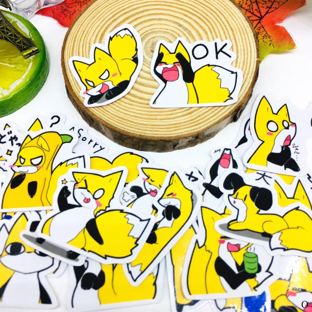 40 шт. мультяшная желтая лиса наклейка аниме значок наклейка s подарки для детей для ноутбука чемодан Гитара Холодильник велосипед автомобиль игрушка