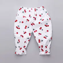 Повседневные хлопковые брюки-Капри; Новинка года; стильные детские брюки с цветочным принтом в Корейском стиле для девочек; сезон весна-лето-осень