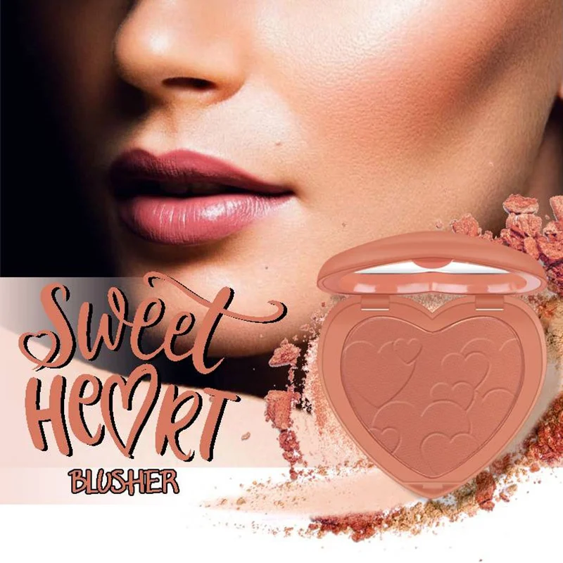 

New Heart Shaped Blusher Soft Pink Powder Makeup Cosmetic Natural Blusher Powder Palette Face Blush