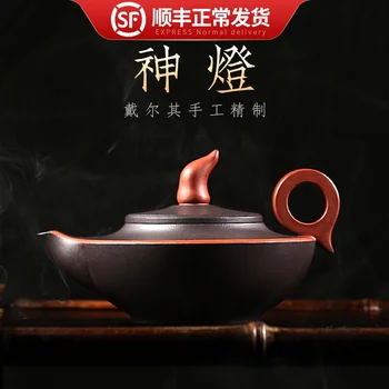 

Yixing purple clay teapot expert Dell's pure handmade black mud red mud 14 hole small capacity Kung Fu teapot