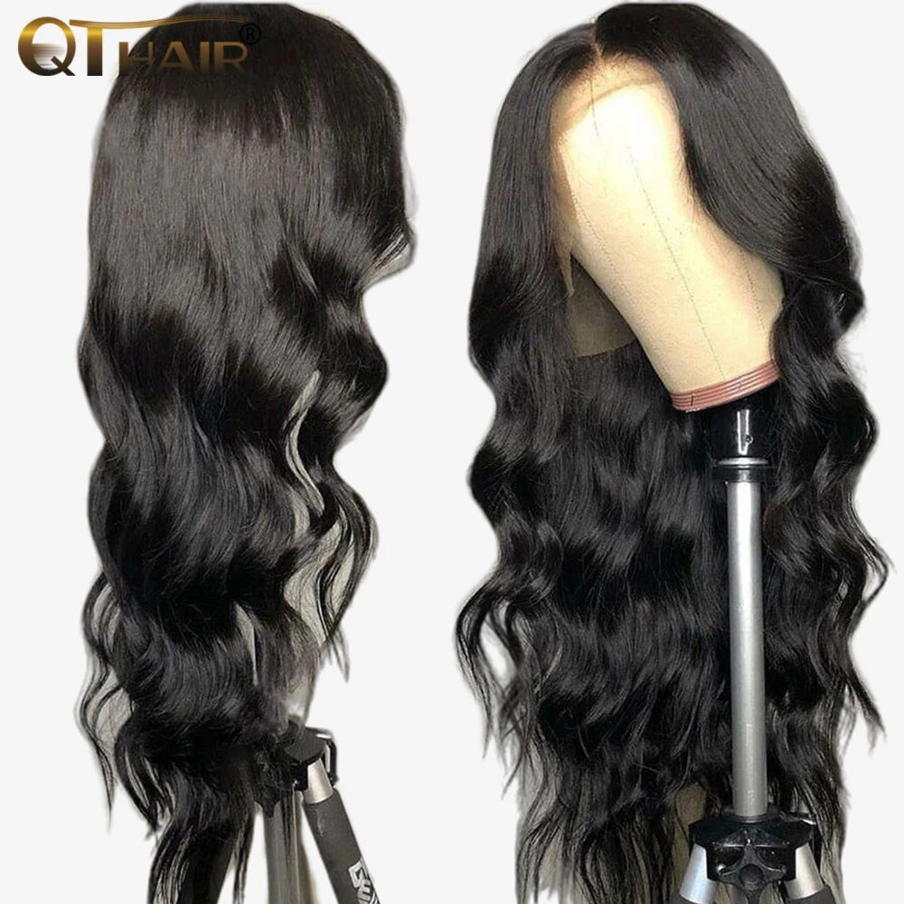 

QT Hair 13x6 Straight Lace Front Human Hair Wigs Pre Plucked Hairline Brazilian Remy Hair Lace Wig With Baby Hair Natural Color